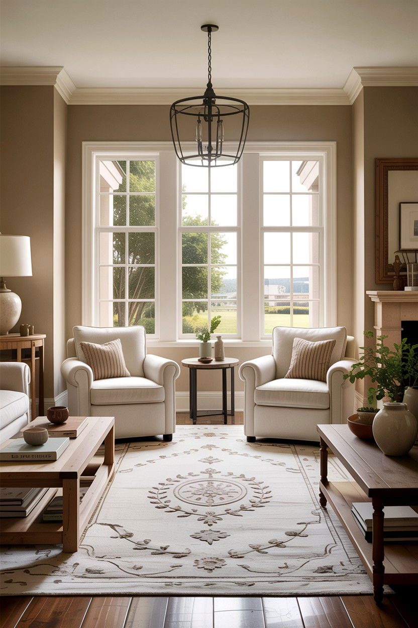 Transitional Tan Living Room - 30 tan and white living room ideas