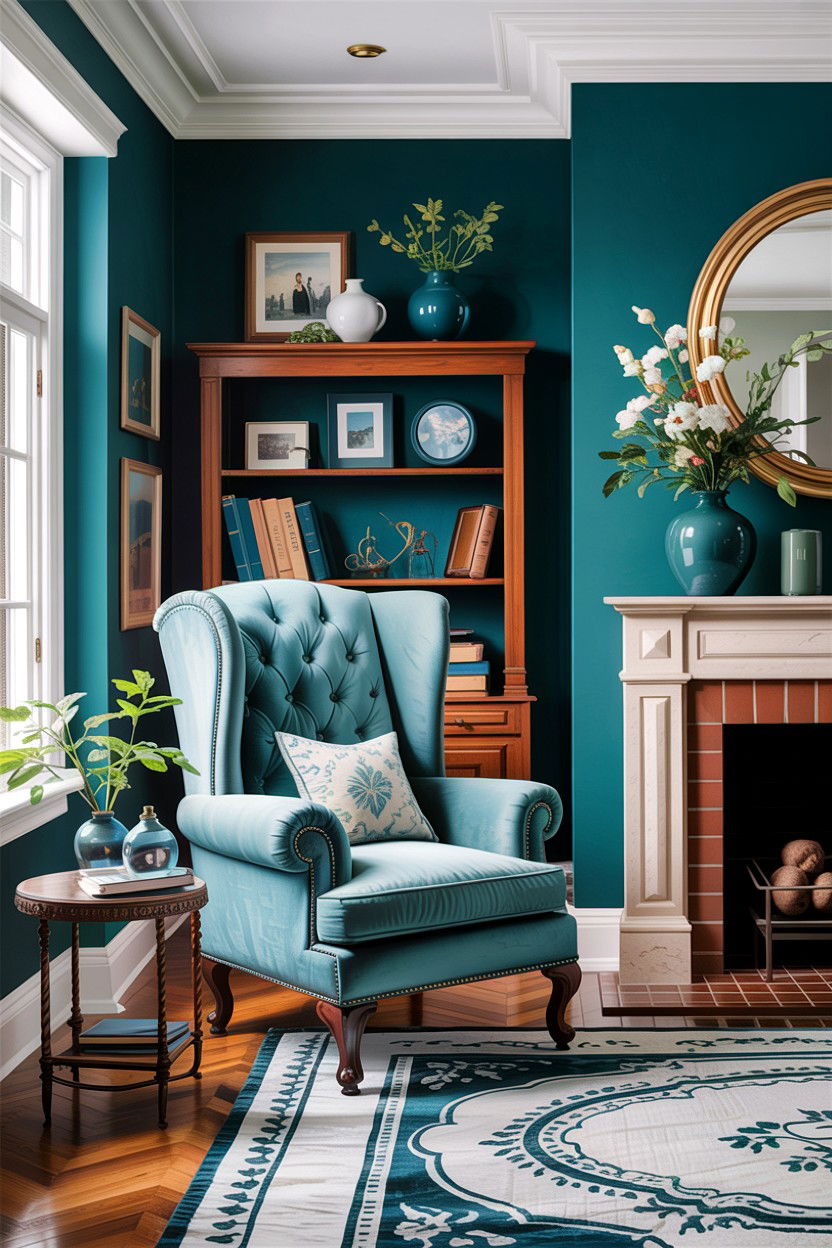 Transitional Teal Living Room - 30 teal living room decor ideas