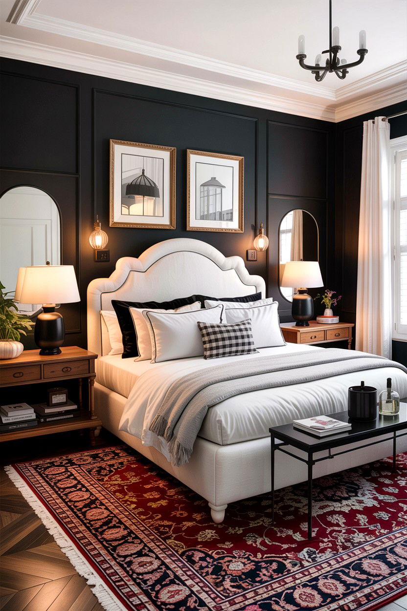 Transitional black and white bedroom - 30 black and white bedroom ideas