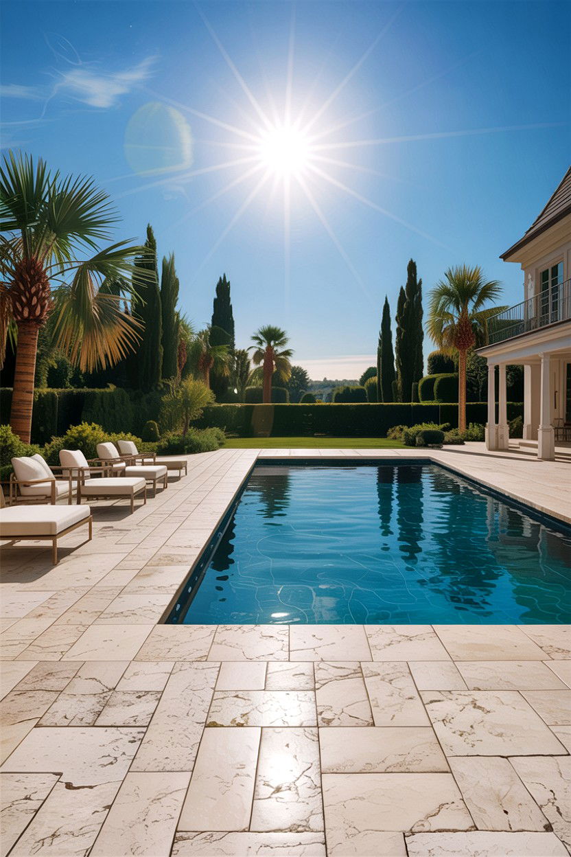 Travertine Pool Deck - 30 stone accent ideas