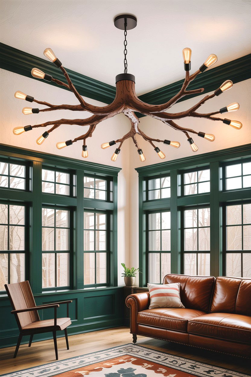 Tree Branch Light Fixture - 30 forest bedroom ideas