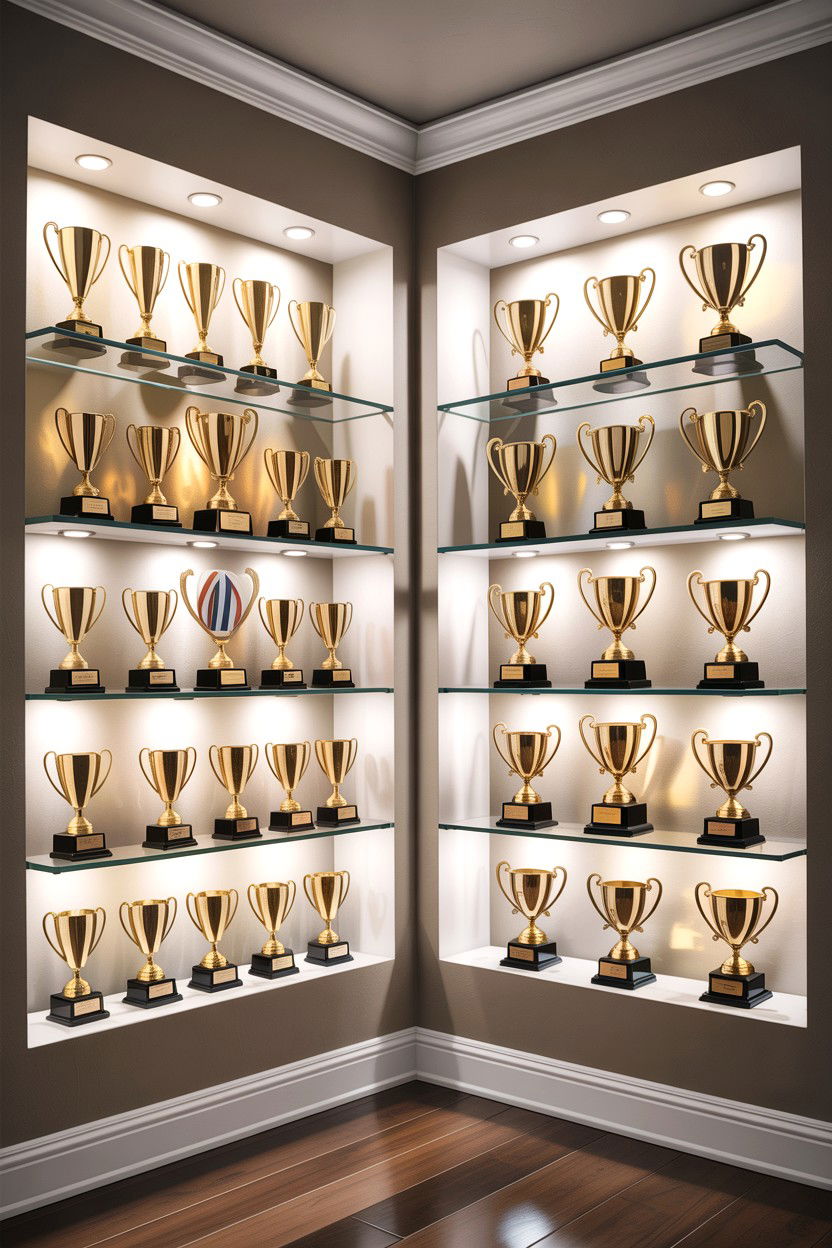 Trophy display shelf - 30 football bedroom ideas