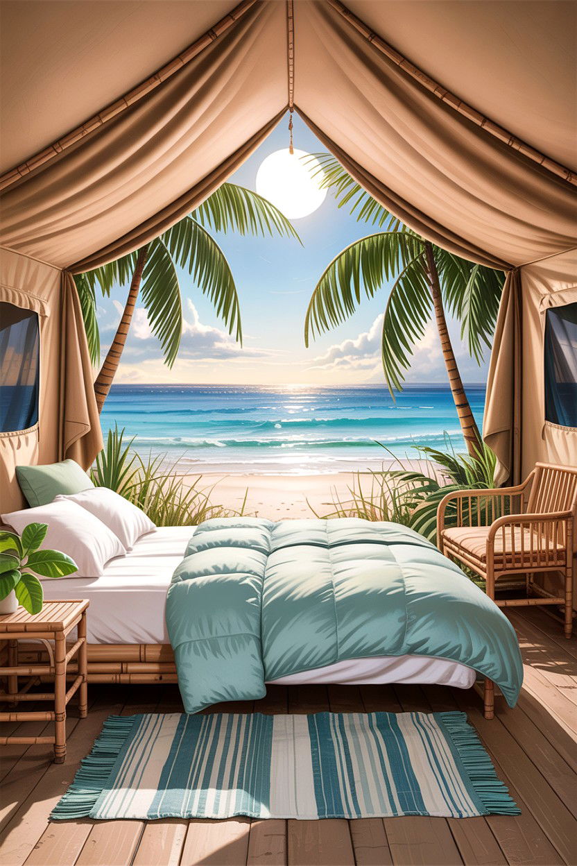 Tropical Beach Camping - 30 camping bedroom ideas