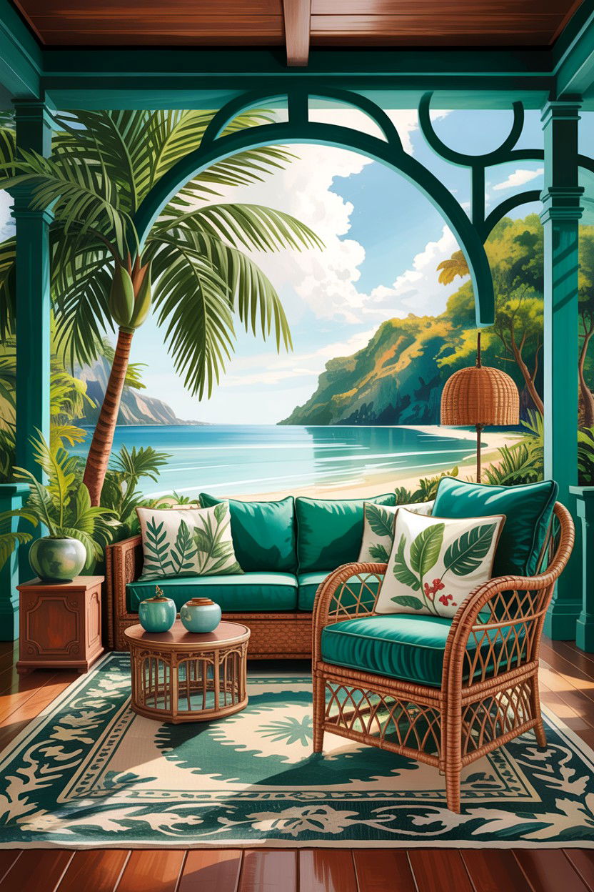 Tropical Coastal Living Room - 30 beach house living room ideas