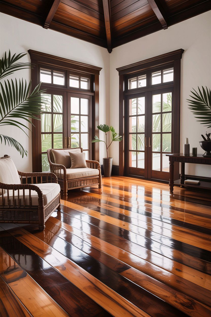 Tropical Hardwood Flooring - 30 Balinese bedroom ideas