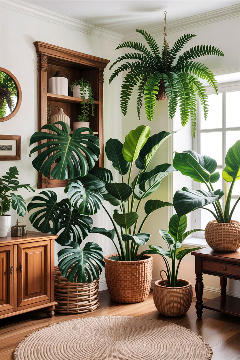 Tropical Indoor Plants Decor - 30 Balinese bedroom ideas