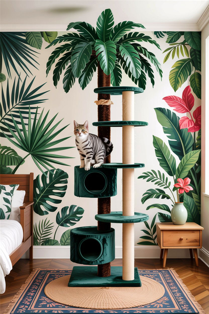 Tropical Leaf Cat Tree - 30 cat tree bedroom ideas