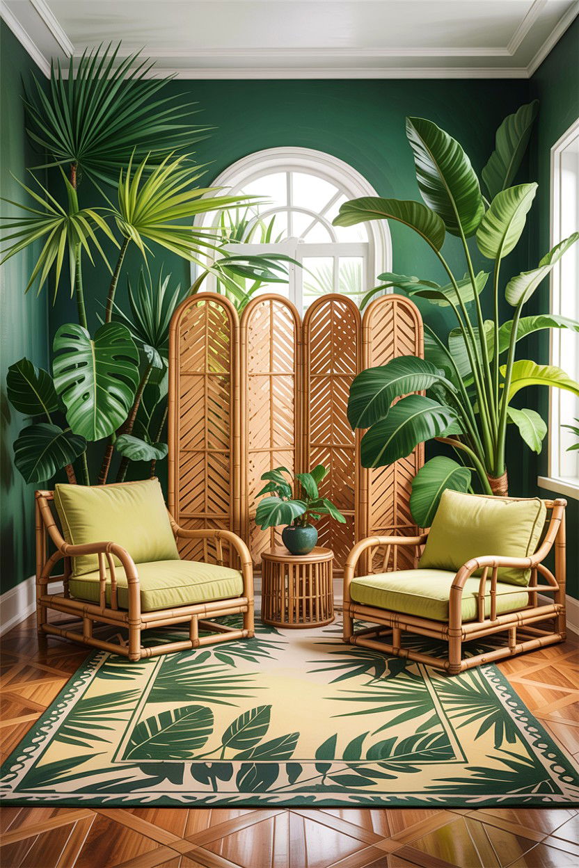 Tropical Living Room Bamboo Element - 30 handwoven living room ideas
