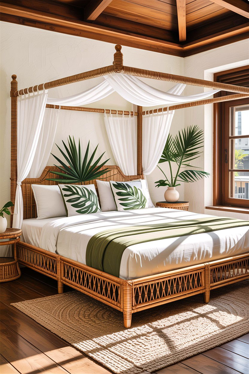 Tropical Rattan Canopy Bed - 30 canopy bed ideas