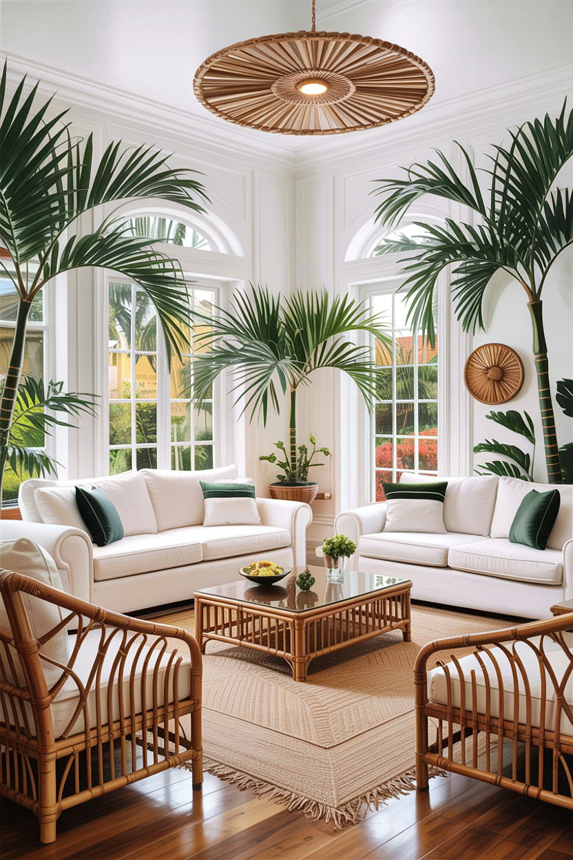 Tropical White Living Room - 30 all white living room ideas