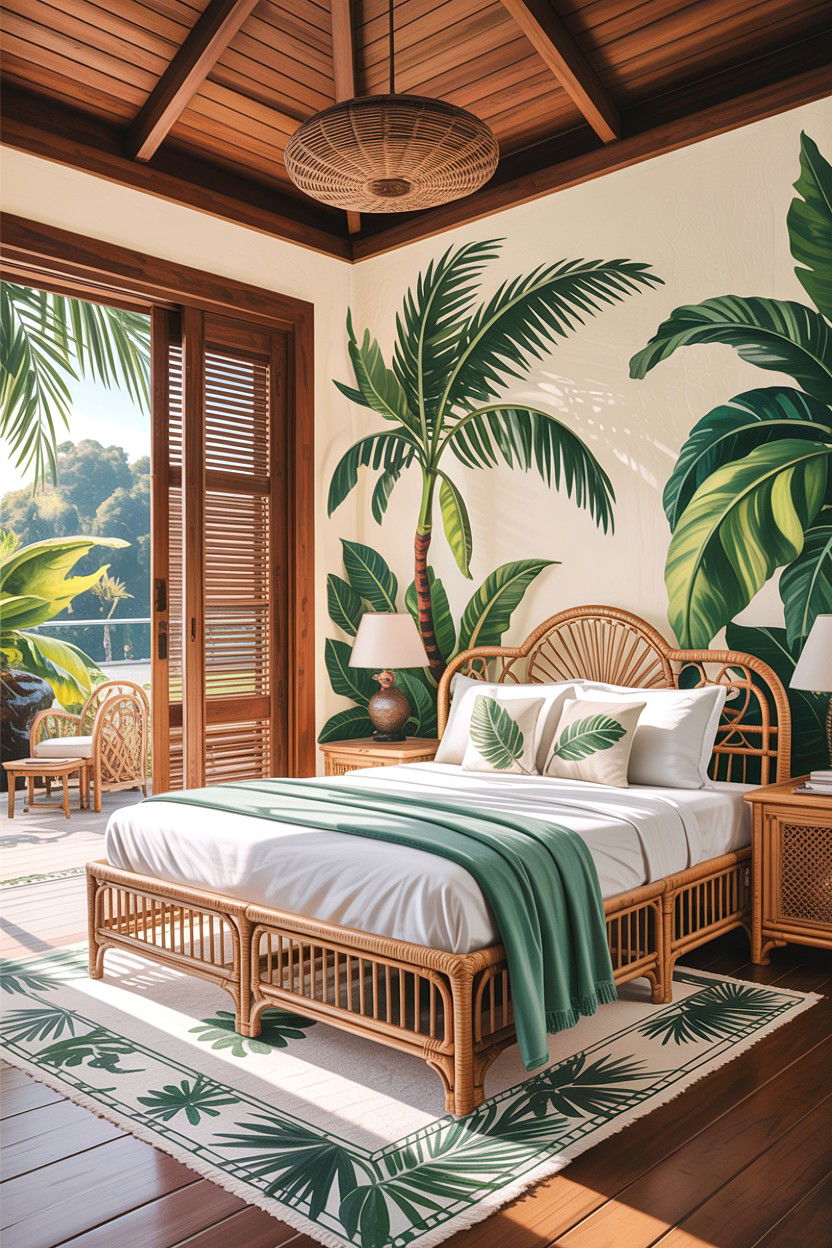 Tropical bedroom with wide opening doors - 30 bedroom with patio doors