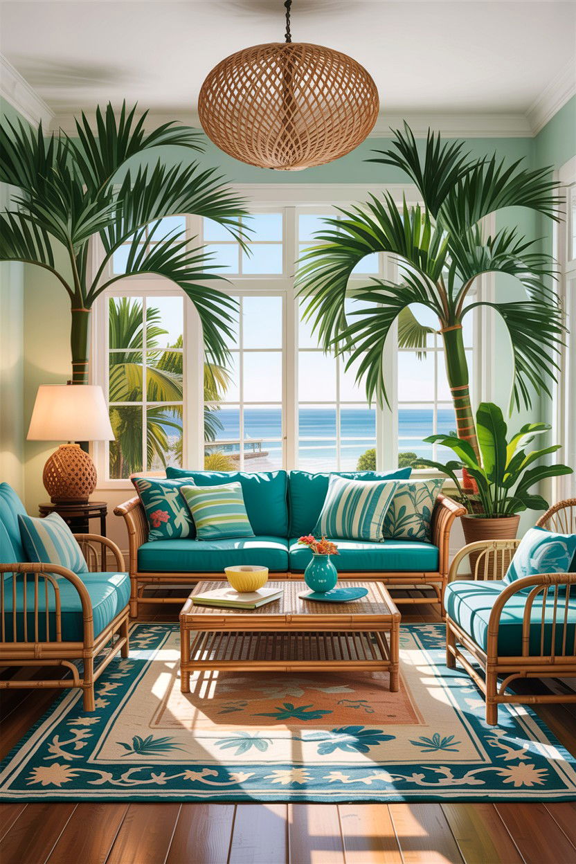 Tropical coastal living room - 30 coastal chic living room ideas