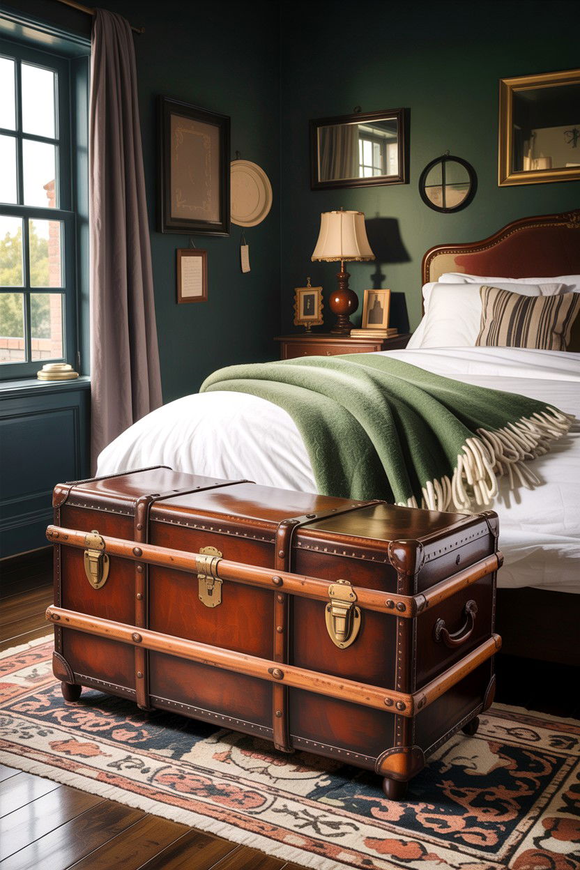 Trunk At Foot Of Bed - 30 bedroom secret storage ideas