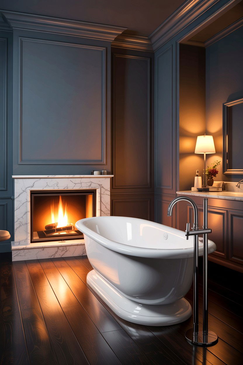 Tub Near Fireplace - 30 freestanding tub ideas