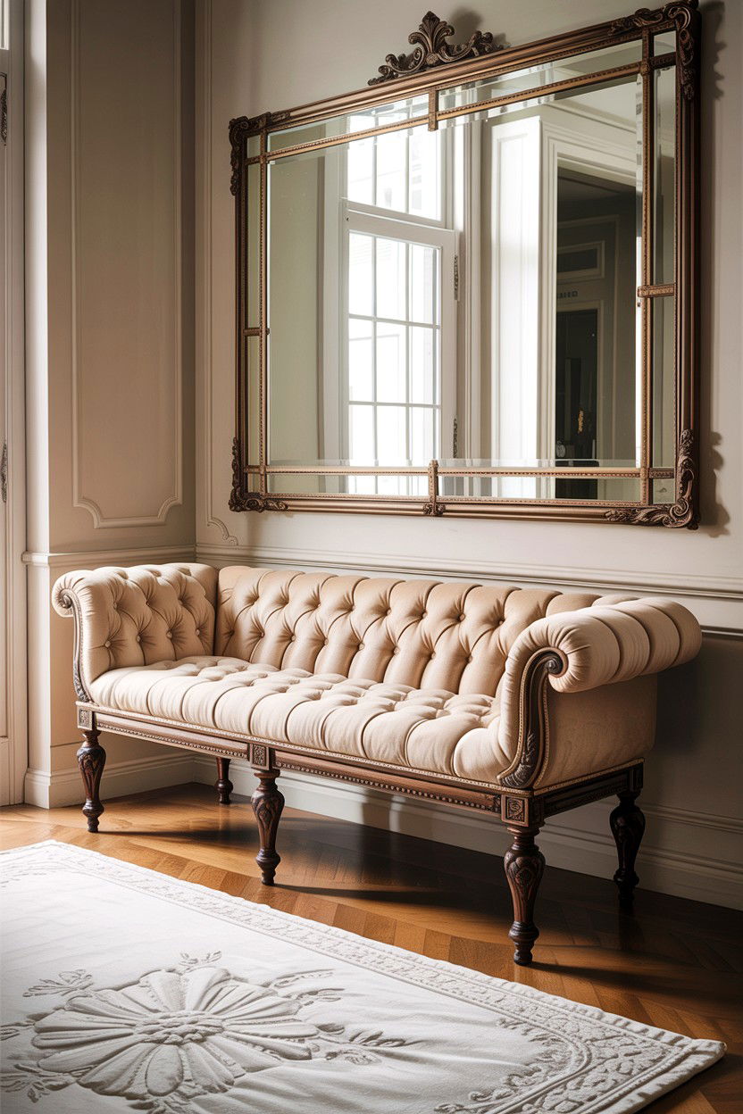 Tufted Bench Seat - 30 bathroom bench ideas