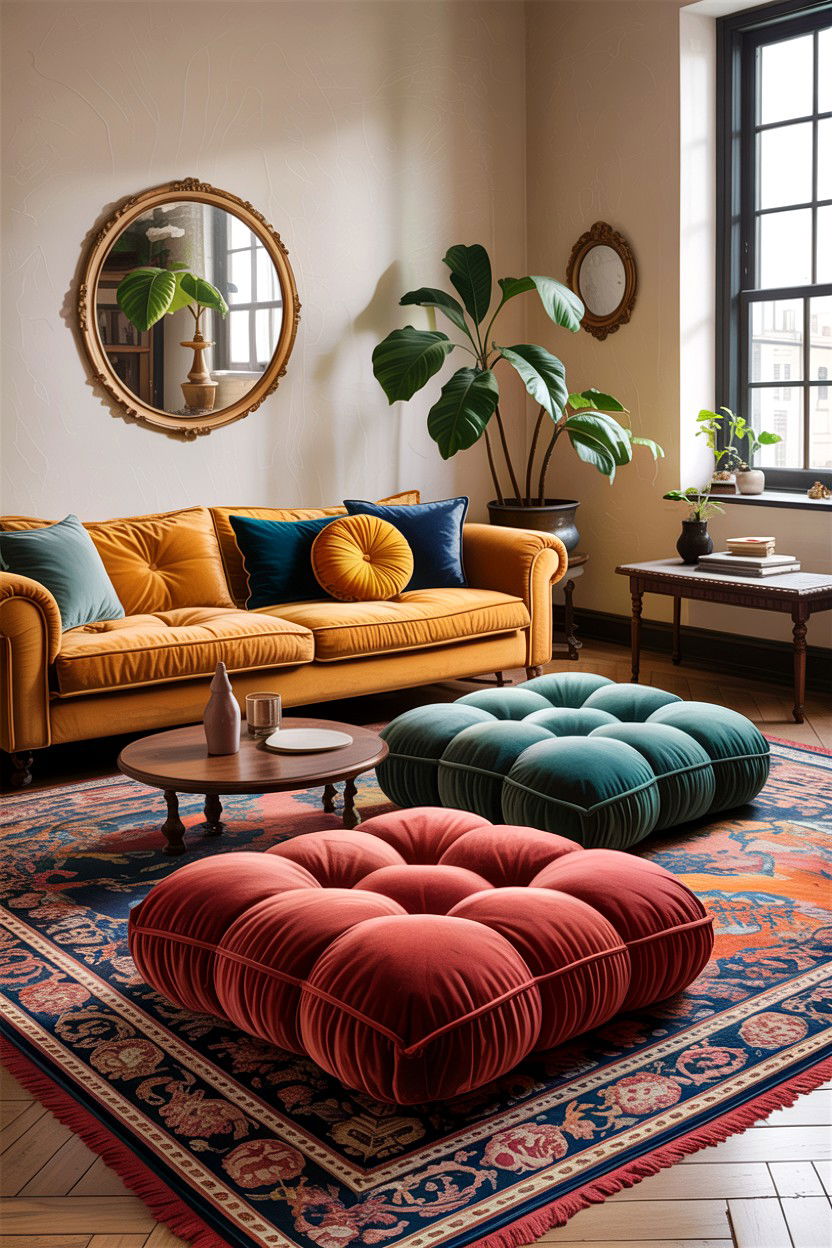 Tufted Floor Pillow - 30 handmade living room ideas