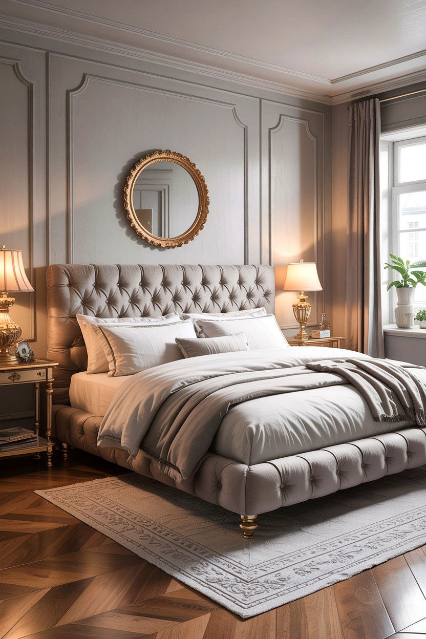 Tufted Headboard Low Bed - 30 bedroom low profile beds