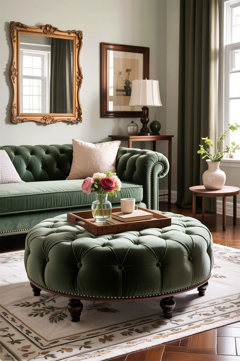 Tufted Ottoman - 30 living room English furniture ideas