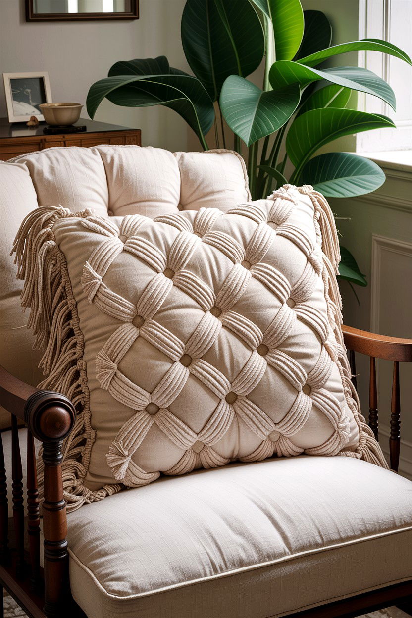Tufted cotton throw pillow - 30 cotton bedroom ideas