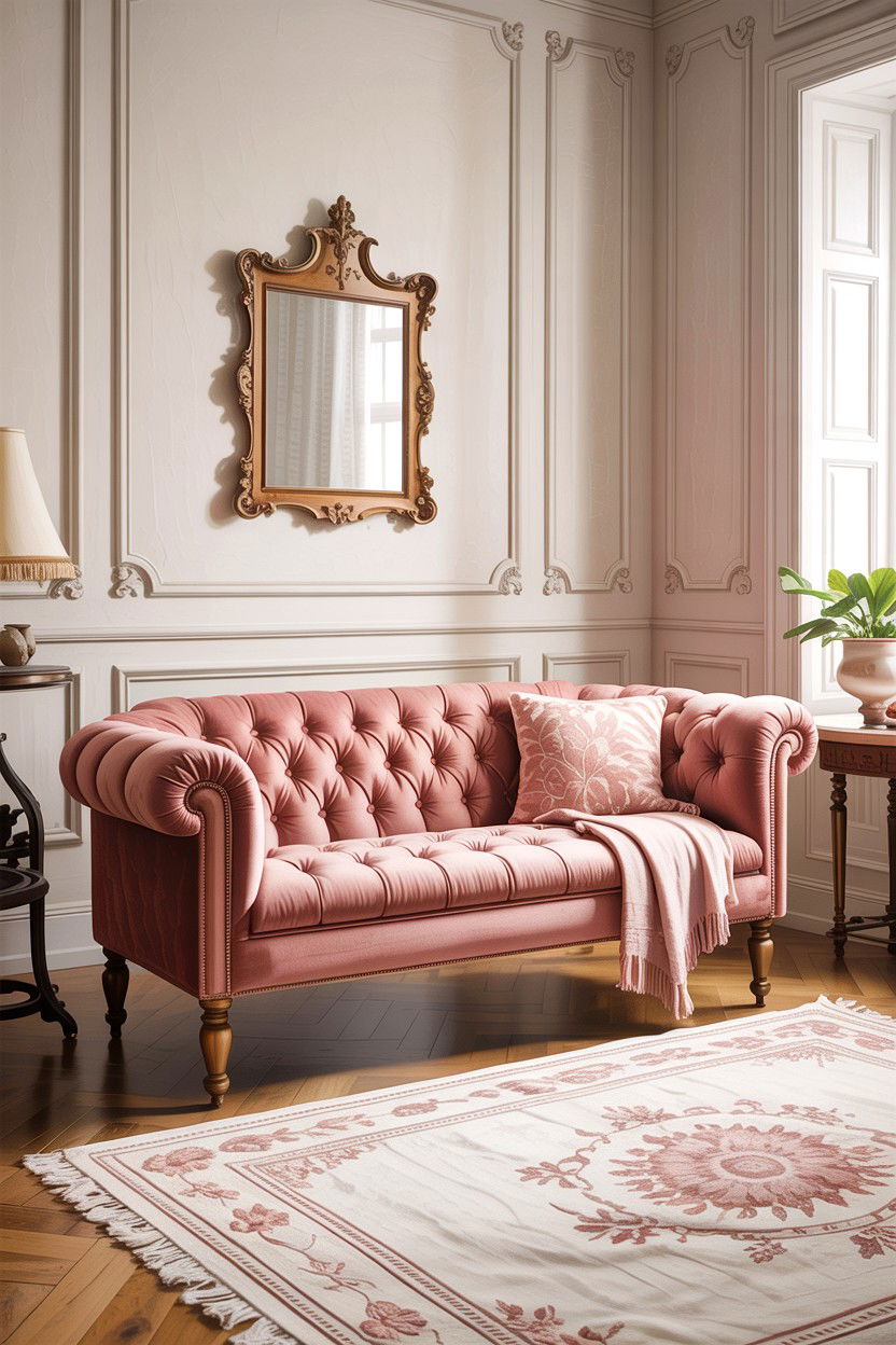 Tufted fabric bench - 30 living room Provence furniture ideas