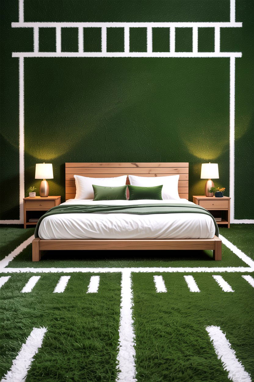 Turf flooring - 30 football bedroom ideas