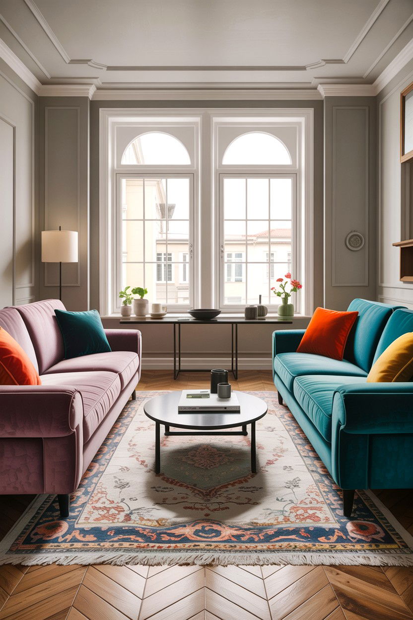 Two Different Color Facing Sofas - 30 living room facing sofas ideas