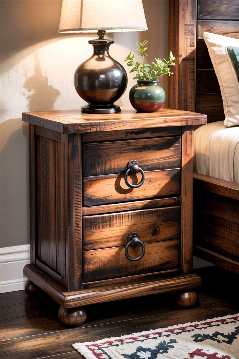 Two Drawer Rustic Nightstand - 30 bedroom rustic nightstands
