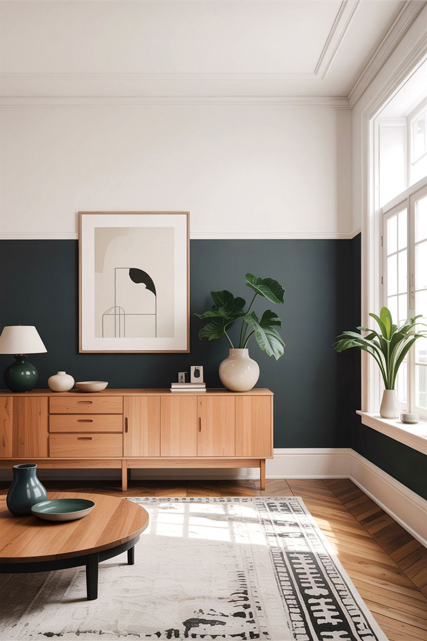 Two Tone Paint Wall - 30 living room feature wall ideas