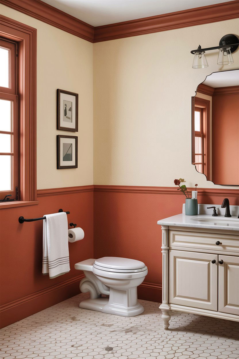 Two Tone Painted Bathroom - 30 bathroom chair rail ideas