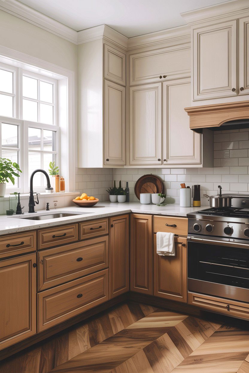 Two Tone Tan White Kitchen Cabinets - 30 tan and white kitchen ideas