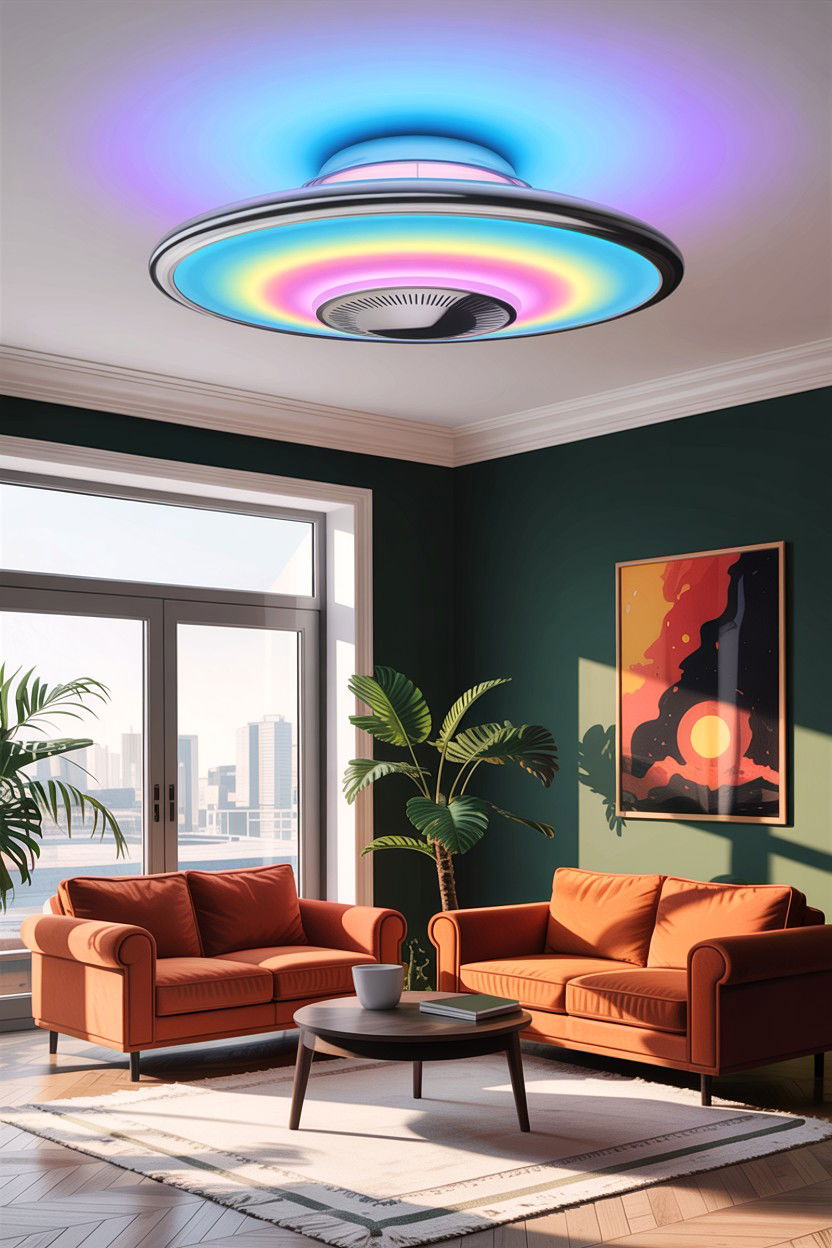 UFO ceiling light - 30 astronaut bedroom ideas