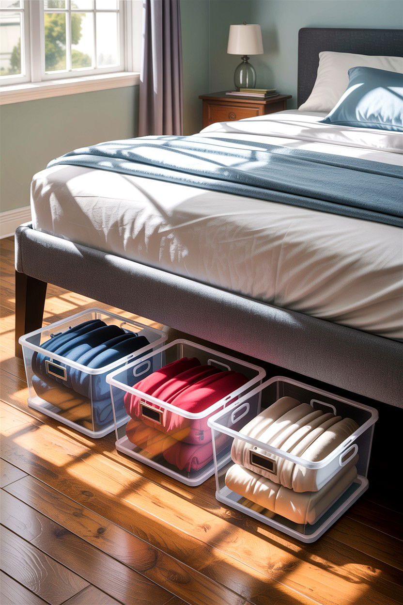 Under Bed Storage Bins - 30 bedroom space saving ideas