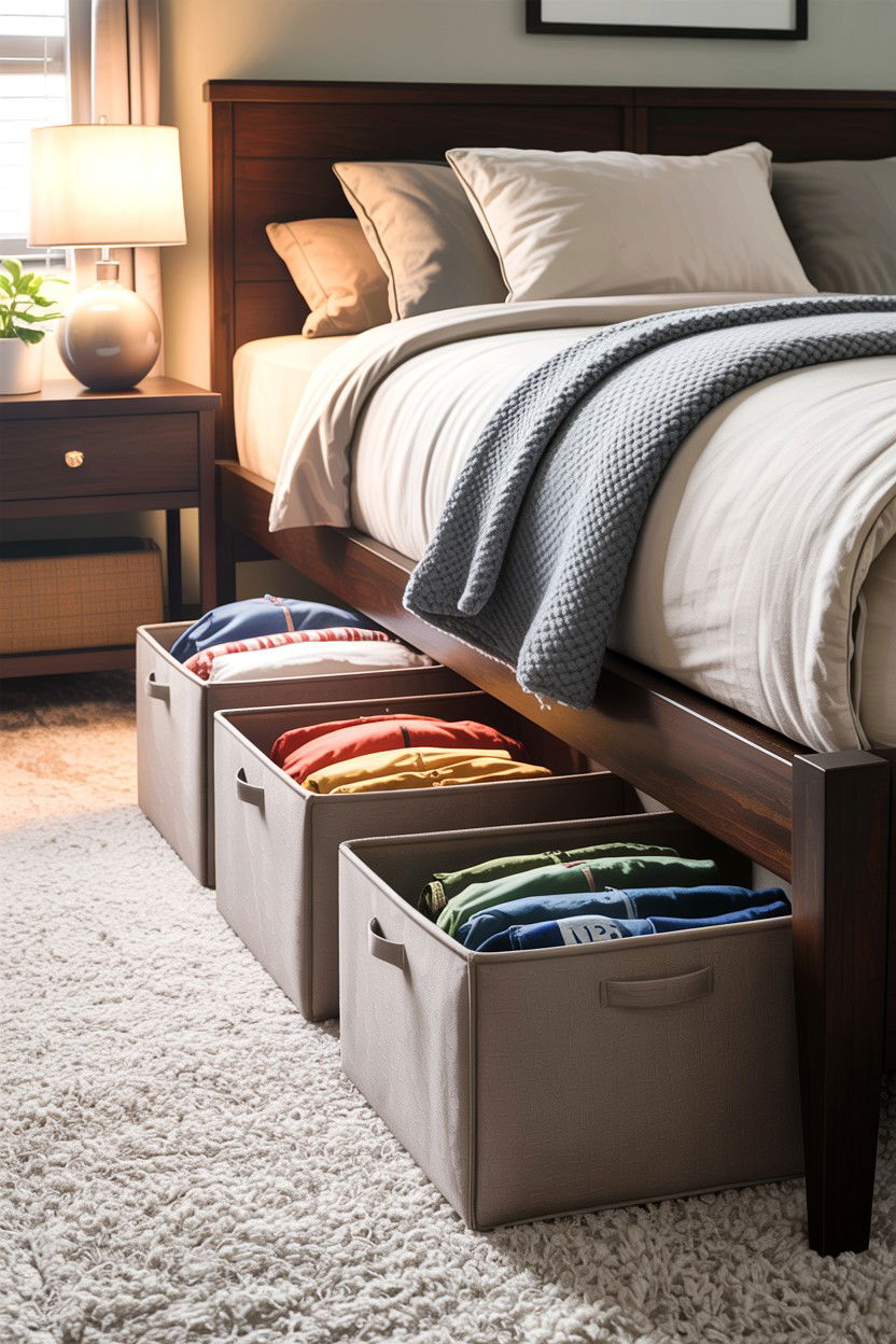 Under Bed Storage Containers - 30 first apartment bedroom ideas
