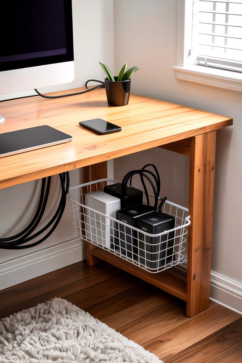 Under Desk Cable Management - 30 bedroom phone chargers