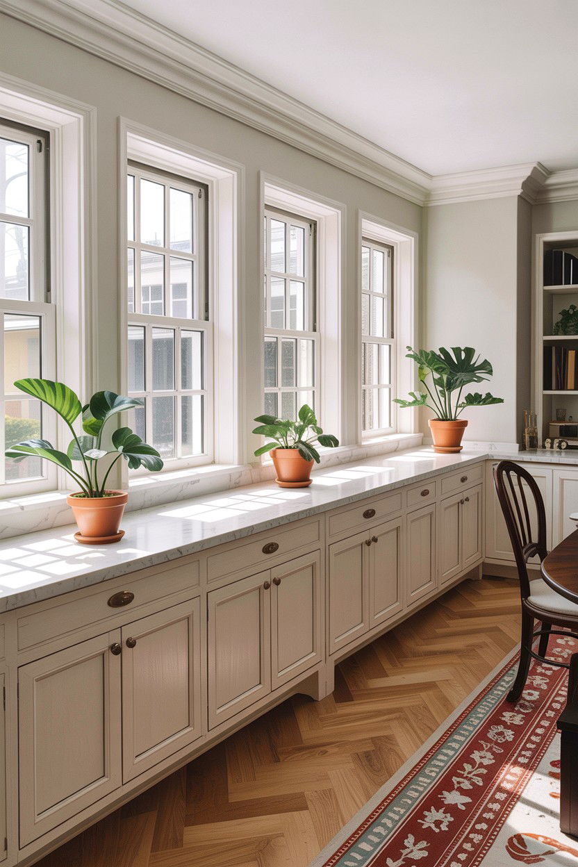 Under Window Cabinetry - 30 living room custom cabinetry ideas