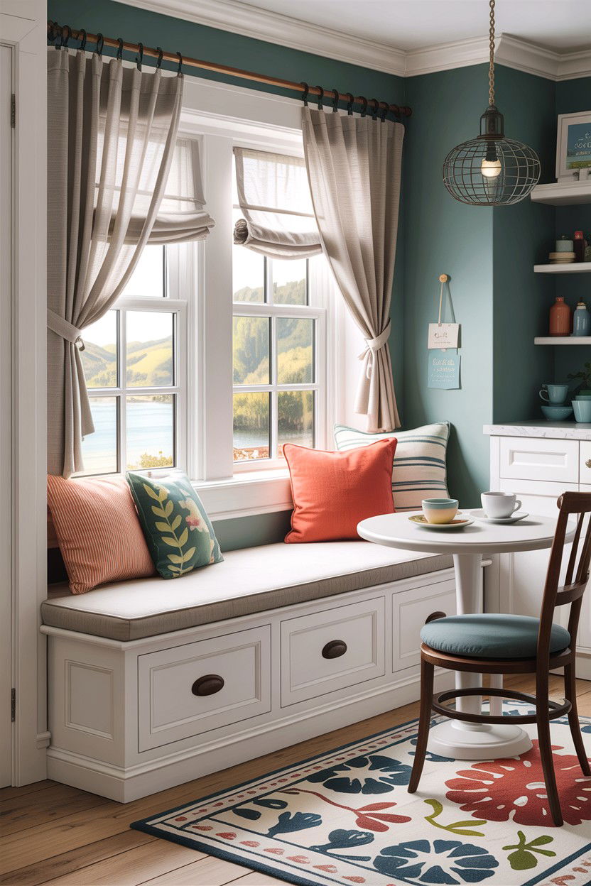 Under Window Storage Bench - 30 small dining room space storage ideas