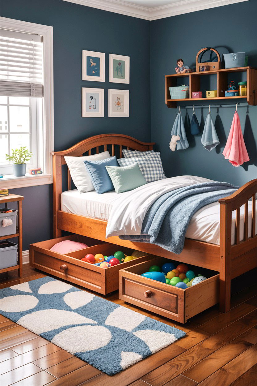 Under bed storage solutions - 30 kids bedroom ideas