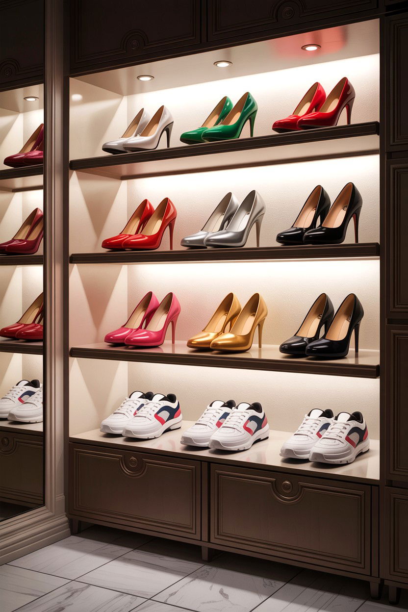 Under shelf lighting for shoes - 30 bedroom closet lighting ideas