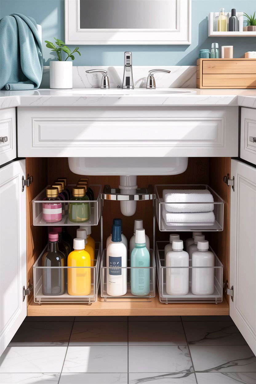 Under sink organizer - 30 DIY bathroom ideas