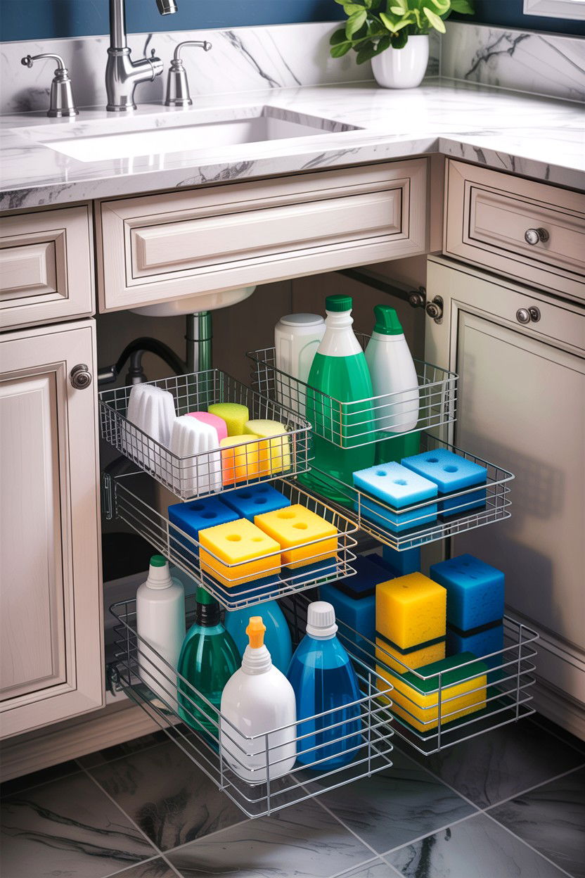 Under sink pull out drawers - 30 small bathroom space storage ideas