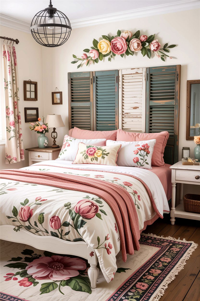Upcycled Vintage Shutter Bedroom - 30 handcrafted bedroom ideas
