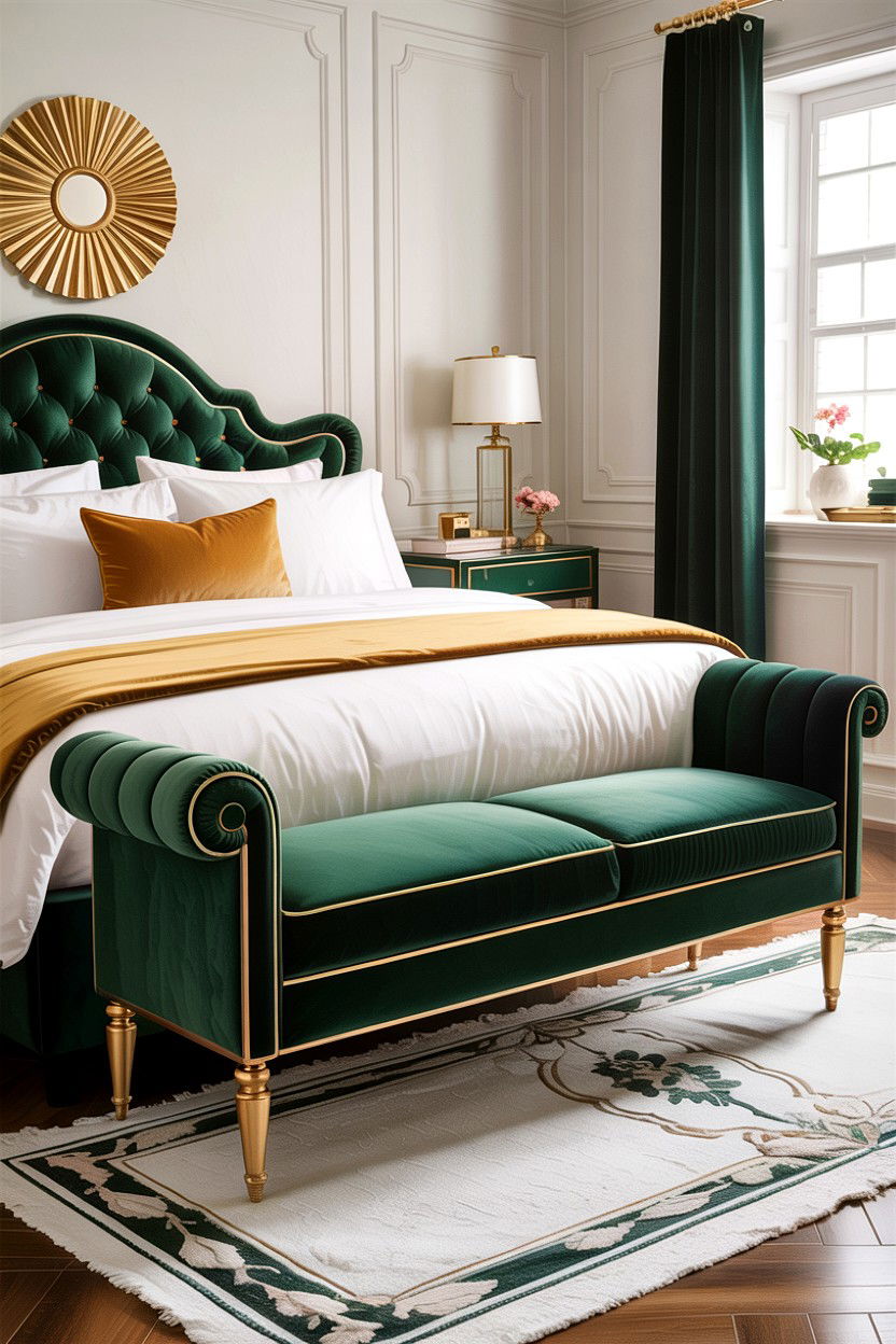 Upholstered Velvet Bench - 30 bedroom benches