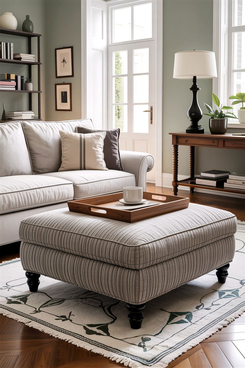 Upholstered fabric ottoman - 30 handcrafted living room ideas