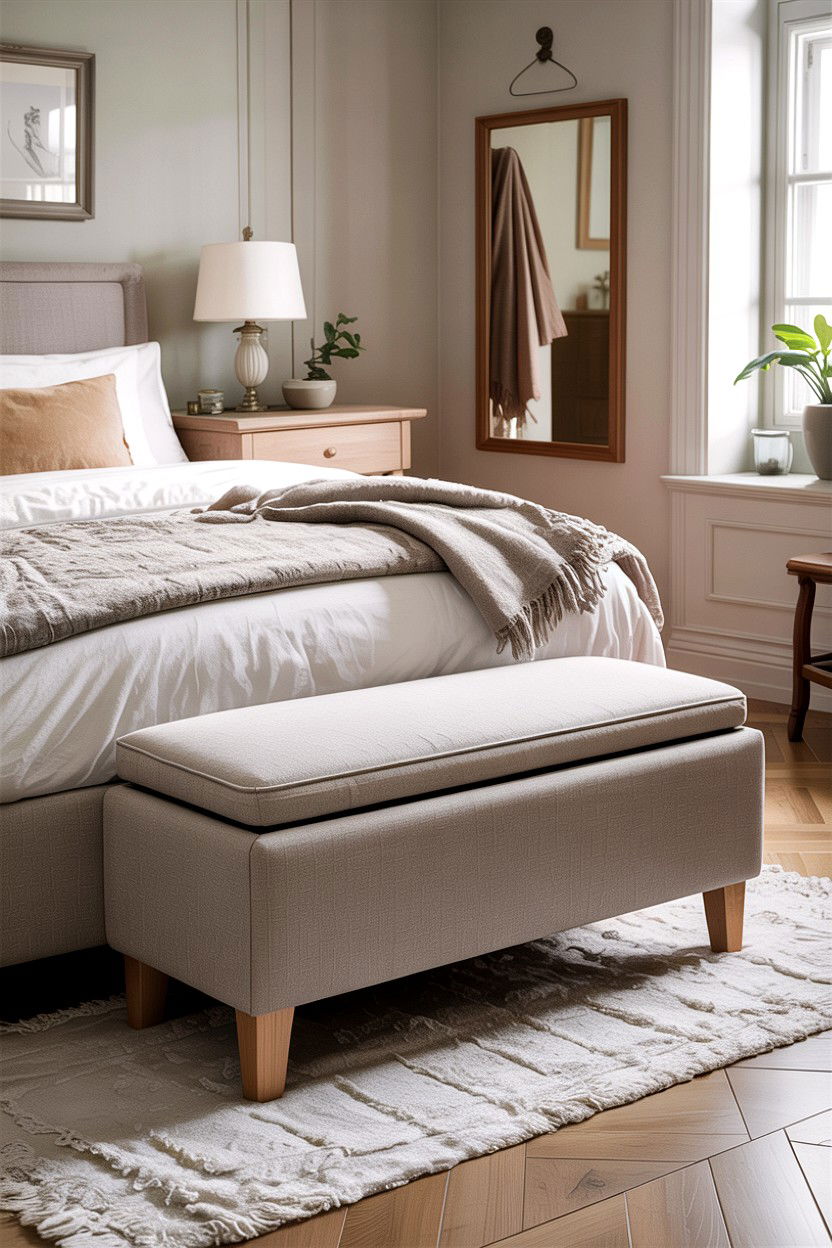 Upholstered storage bench - 30 bedroom storage benches