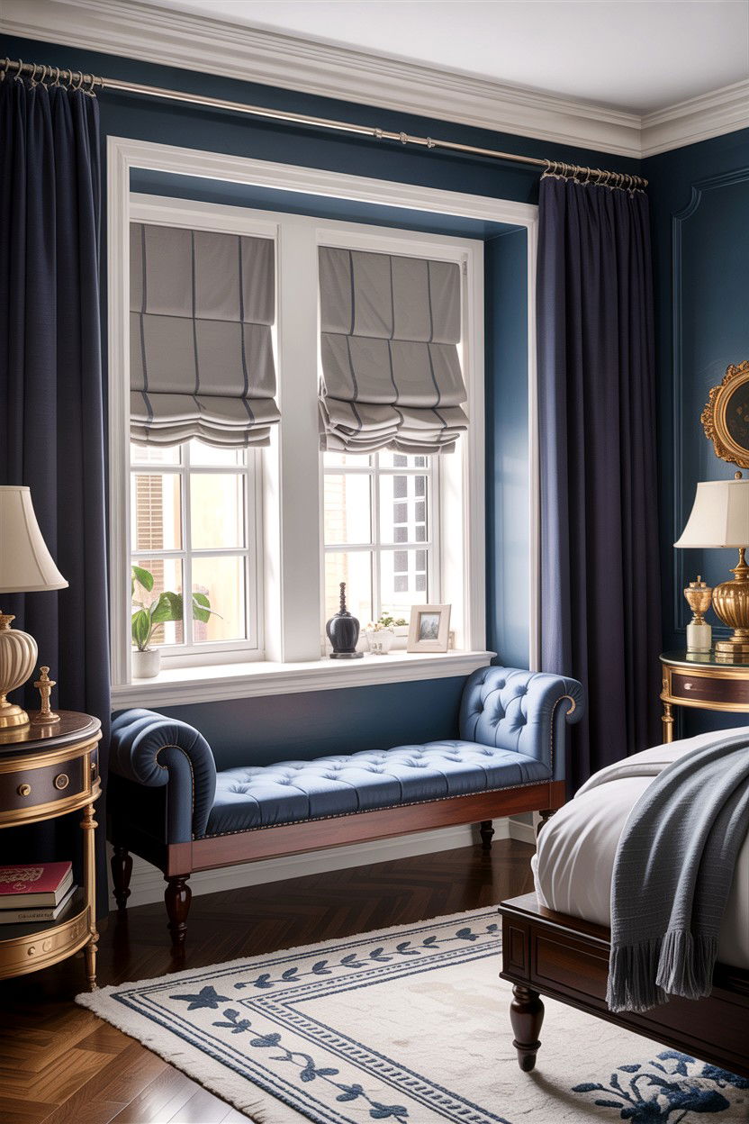 Upholstered window bench - 30 bedroom bay window ideas