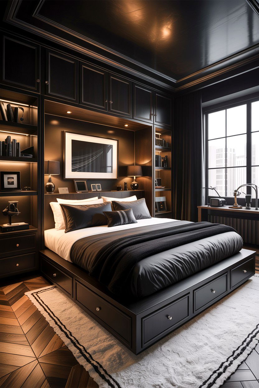 Urban Black Bedroom - 30 all black bedroom ideas