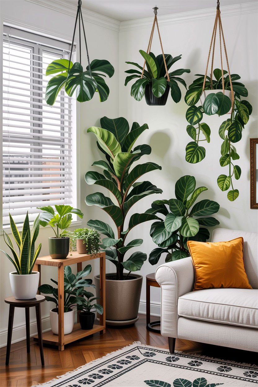 Urban jungle plants - 30 condo living room ideas