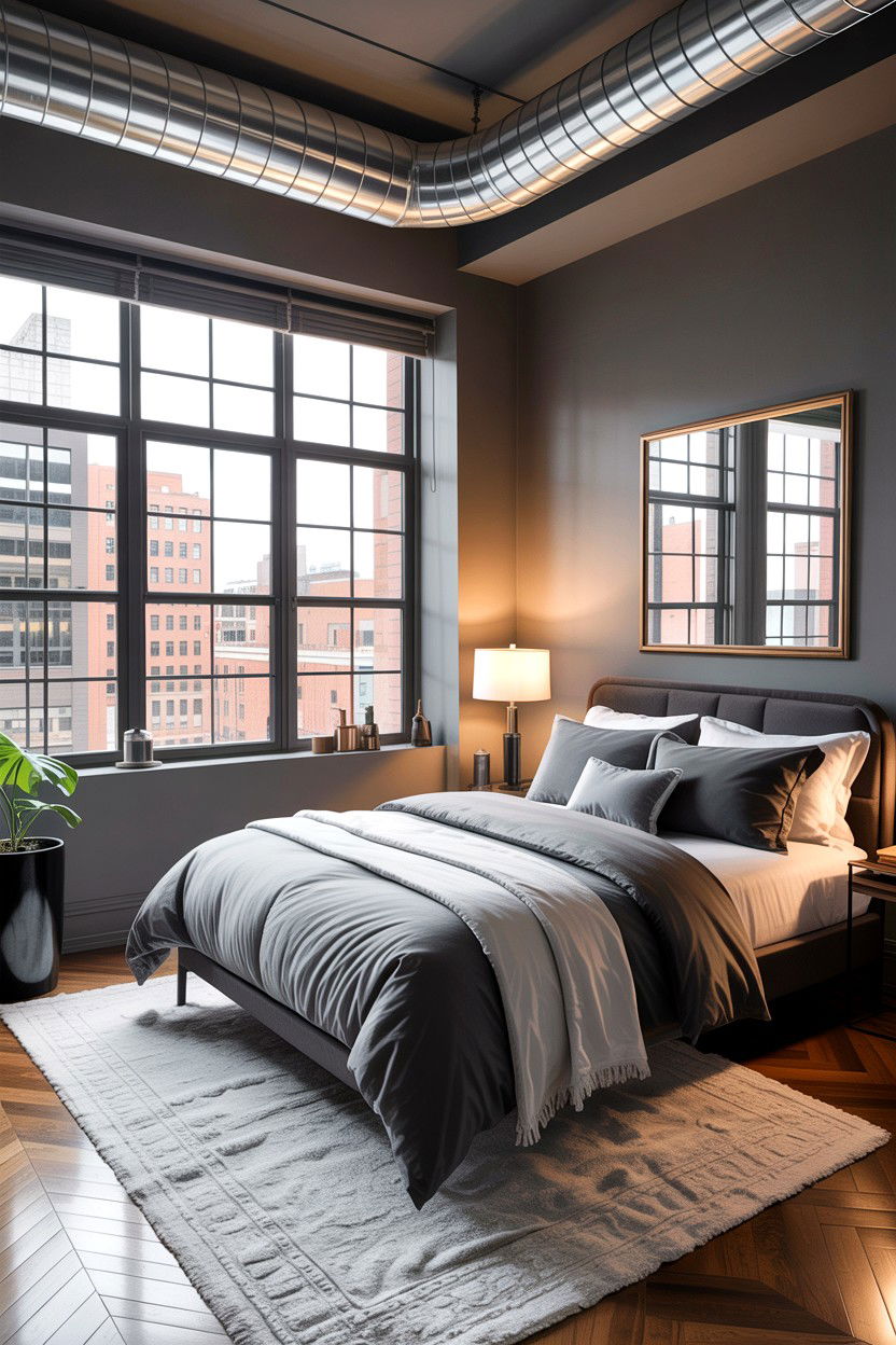 Urban loft bedroom - 30 exposed ductwork bedroom ideas