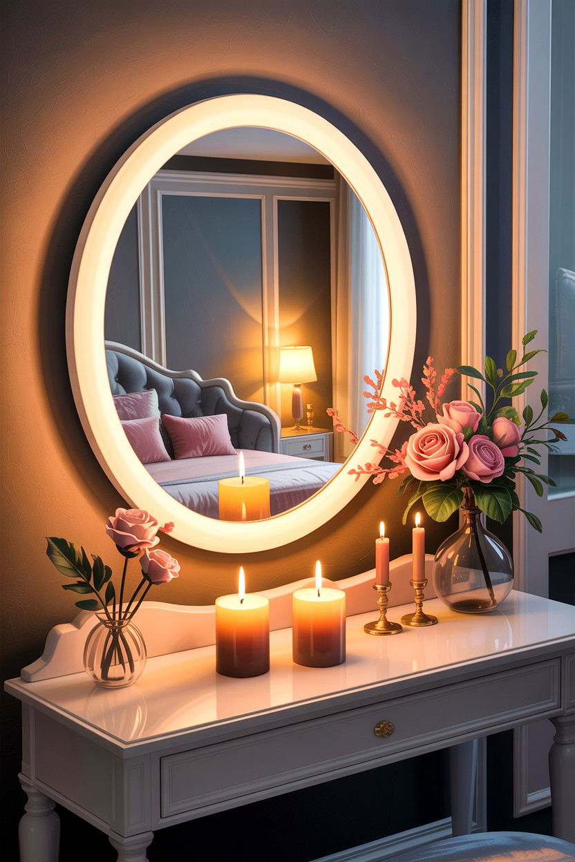 Vanity Mirror Candle Lighting - 30 bedroom candle ideas