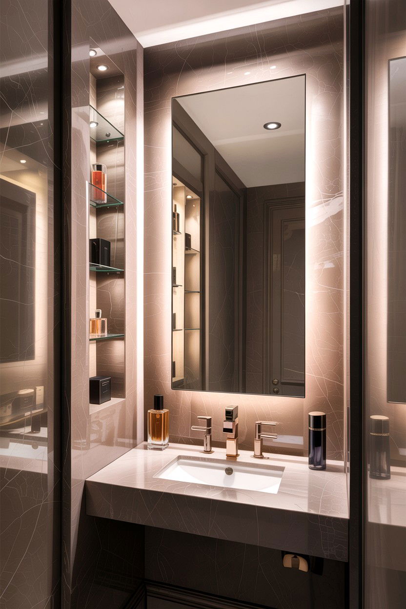 Vanity Mirror Niche - 30 lighted niche bathroom ideas